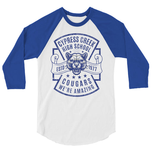 Cypress Creek High School Cougars Unisex 3/4 sleeve Raglan T-shirt 207