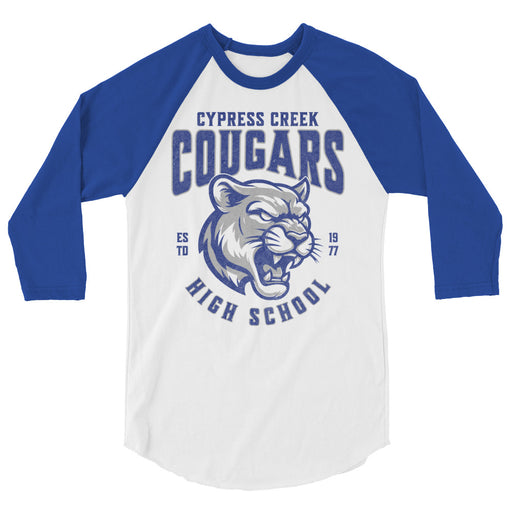 Cypress Creek High School Cougars Unisex 3/4 sleeve Raglan T-shirt 213