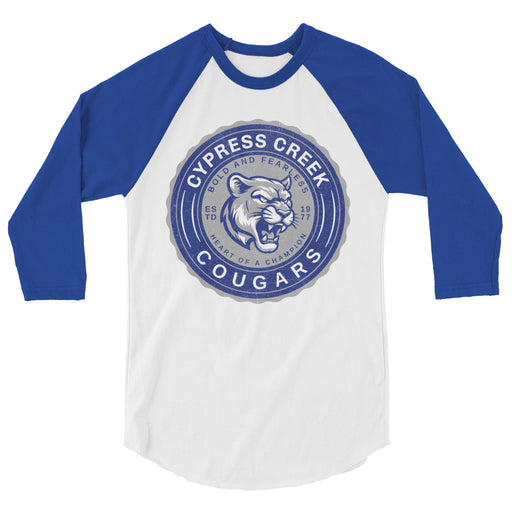 Cypress Creek High School Cougars Unisex 3/4 sleeve Raglan T-shirt 218