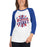 Woman wearing Dickinson High School Gators Unisex 3/4 sleeve Raglan T-shirt 210