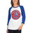 Woman wearing Dickinson High School Gators Unisex 3/4 sleeve Raglan T-shirt 215