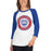 Woman wearing Dickinson High School Gators Unisex 3/4 sleeve Raglan T-shirt 216