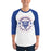 Man wearing Duncanville High School Panthers Unisex 3/4 sleeve Raglan T-shirt 214