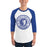 Man wearing St. Frederick High School Warriors Unisex 3/4 Sleeve Raglan T-shirt 220