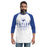 Man wearing Taylor High School Mustangs Unisex 3/4 sleeve Raglan T-shirt 217