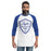 Man wearing Taylor High School Mustangs Unisex 3/4 sleeve Raglan T-shirt 225