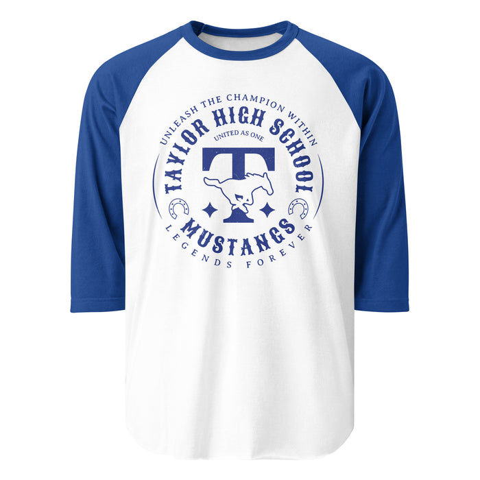 Taylor High School Mustangs Unisex 3/4 sleeve Raglan T-shirt 214