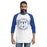 Man wearing Taylor High School Mustangs Unisex 3/4 sleeve Raglan T-shirt 214