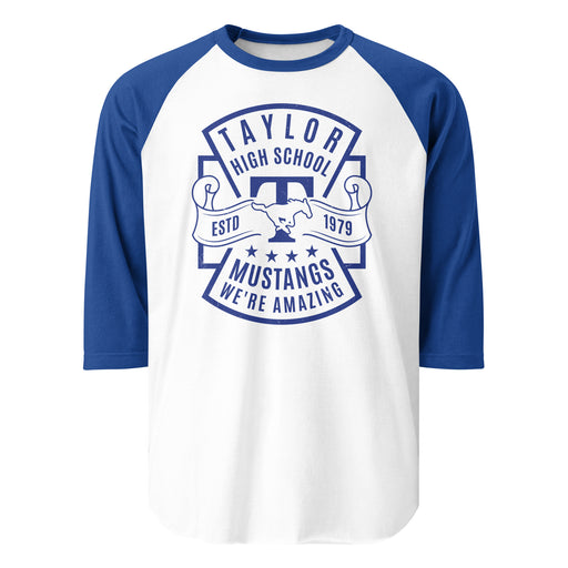 Taylor High School Mustangs Unisex 3/4 sleeve Raglan T-shirt 207