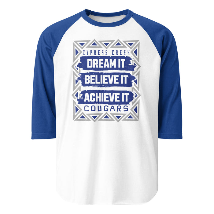 Cypress Creek High School Cougars Unisex 3/4 sleeve Raglan T-shirt 228