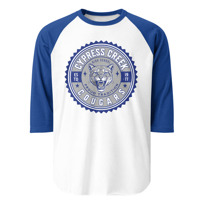 Cypress Creek High School Cougars Unisex 3/4 sleeve Raglan T-shirt 203