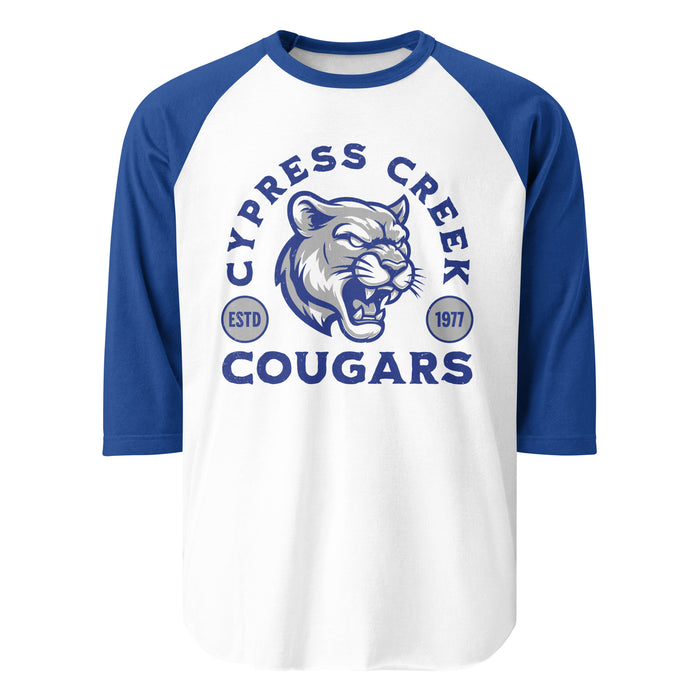 Cypress Creek High School Cougars Unisex 3/4 sleeve Raglan T-shirt 208
