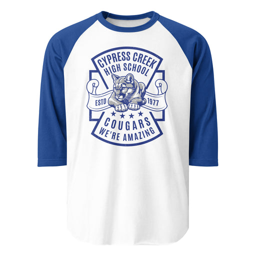 Cypress Creek High School Cougars Unisex 3/4 sleeve Raglan T-shirt 207