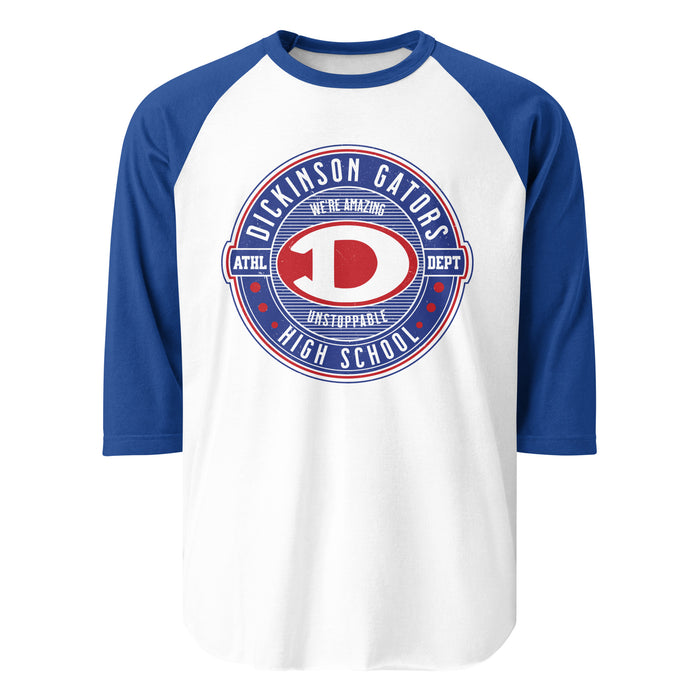 Dickinson High School Gators Unisex 3/4 sleeve Raglan T-shirt 224