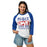 Woman wearing Dickinson High School Gators Unisex 3/4 sleeve Raglan T-shirt 240