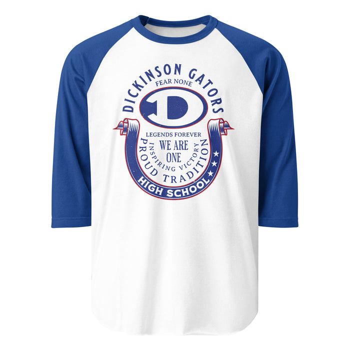 Dickinson High School Gators Unisex 3/4 sleeve Raglan T-shirt 229