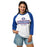 Woman wearing Dickinson High School Gators Unisex 3/4 sleeve Raglan T-shirt 202