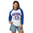 Woman wearing Dickinson High School Gators Unisex 3/4 sleeve Raglan T-shirt 204