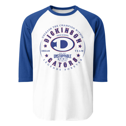 Dickinson High School Gators Unisex 3/4 sleeve Raglan T-shirt 214