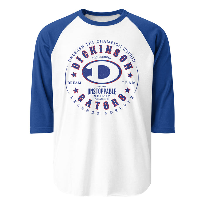 Dickinson High School Gators Unisex 3/4 sleeve Raglan T-shirt 214