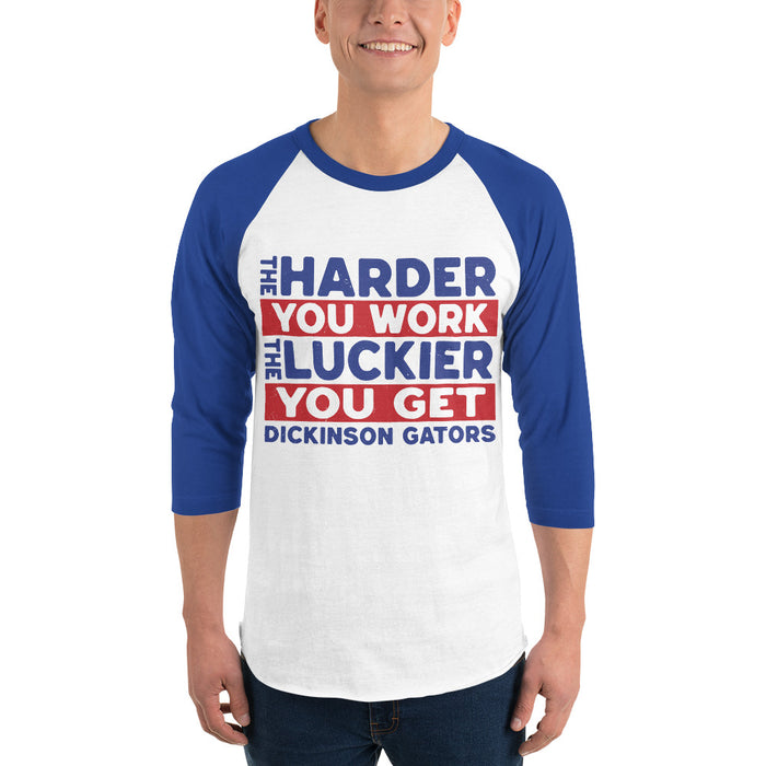 Man wearing Dickinson High School Gators Unisex 3/4 sleeve Raglan T-shirt 238