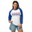 Woman wearing Dickinson High School Gators Unisex 3/4 sleeve Raglan T-shirt 024