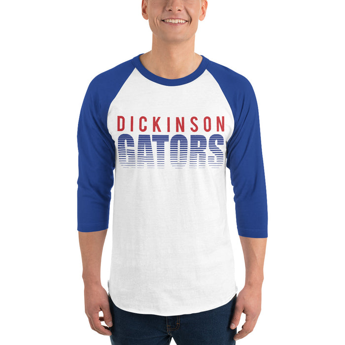 Man wearing Dickinson High School Gators Unisex 3/4 sleeve Raglan T-shirt 024