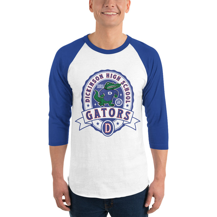 Man wearing Dickinson High School Gators Unisex 3/4 sleeve Raglan T-shirt 212