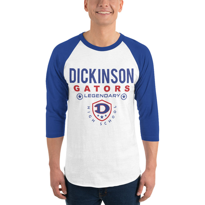 Man wearing Dickinson High School Gators Unisex 3/4 sleeve Raglan T-shirt 003