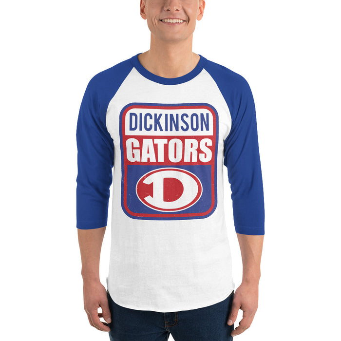 Man wearing Dickinson High School Gators Unisex 3/4 sleeve Raglan T-shirt 001
