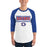 Man wearing Dickinson High School Gators Unisex 3/4 sleeve Raglan T-shirt 049