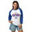Woman wearing Dickinson High School Gators Unisex 3/4 sleeve Raglan T-shirt 040