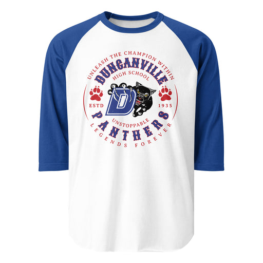 Duncanville High School Panthers Unisex 3/4 sleeve Raglan T-shirt 214