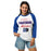 Woman wearing Duncanville High School Panthers Unisex 3/4 sleeve Raglan T-shirt 034