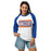 Woman wearing Grand Oaks High School Grizzlies Unisex 3/4 sleeve Raglan T-shirt 098