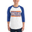 Man wearing Grand Oaks High School Grizzlies Unisex 3/4 sleeve Raglan T-shirt 098