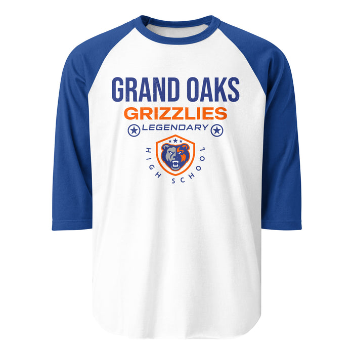 Grand Oaks High School Grizzlies Unisex 3/4 sleeve Raglan T-shirt 003