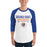 Man wearing Grand Oaks High School Grizzlies Unisex 3/4 sleeve Raglan T-shirt 003