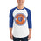 Man wearing Grand Oaks High School Grizzlies Unisex 3/4 sleeve Raglan T-shirt 203