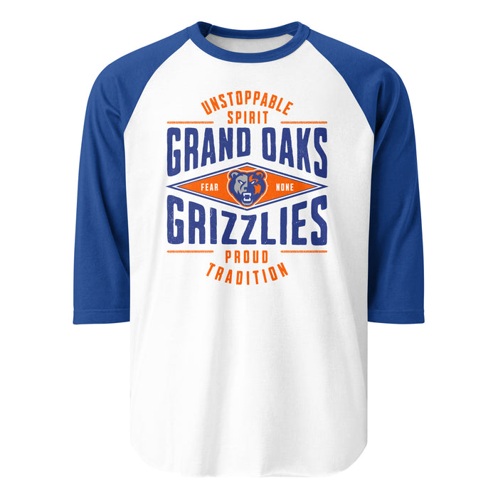 Grand Oaks High School Grizzlies Unisex 3/4 sleeve Raglan T-shirt 210