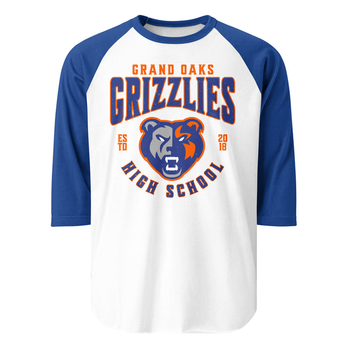 Grand Oaks High School Grizzlies Unisex 3/4 sleeve Raglan T-shirt 213