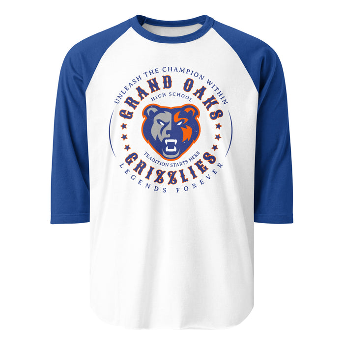 Grand Oaks High School Grizzlies Unisex 3/4 sleeve Raglan T-shirt 214