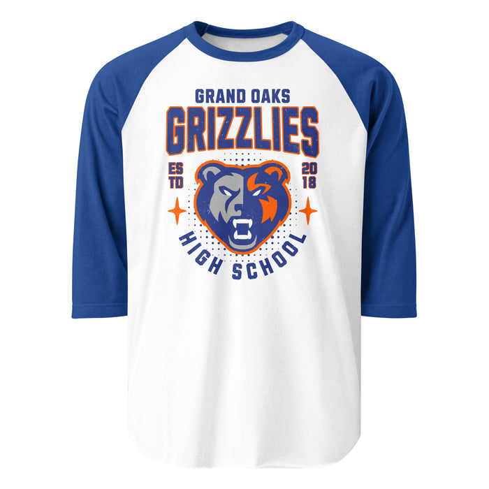 Grand Oaks High School Grizzlies Unisex 3/4 sleeve Raglan T-shirt 204