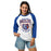 Woman wearing Grand Oaks High School Grizzlies Unisex 3/4 sleeve Raglan T-shirt 204