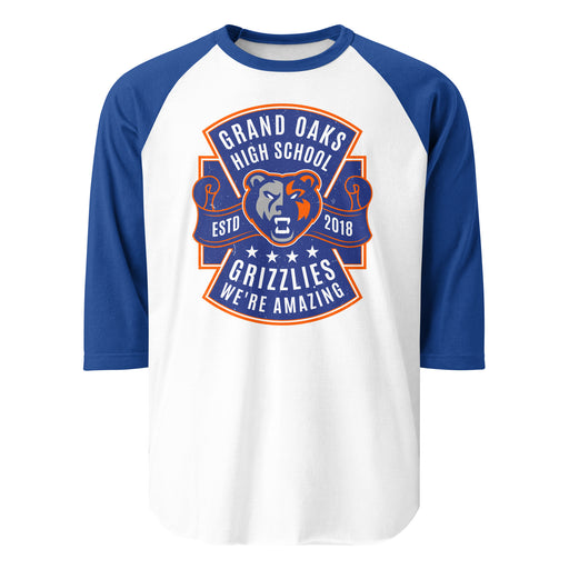 Grand Oaks High School Grizzlies Unisex 3/4 sleeve Raglan T-shirt 207