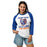 Woman wearing Grand Oaks High School Grizzlies Unisex 3/4 sleeve Raglan T-shirt 205