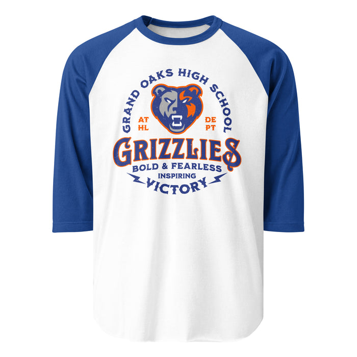 Grand Oaks High School Grizzlies Unisex 3/4 sleeve Raglan T-shirt 206