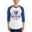 Man wearing Grand Oaks High School Grizzlies Unisex 3/4 sleeve Raglan T-shirt 206