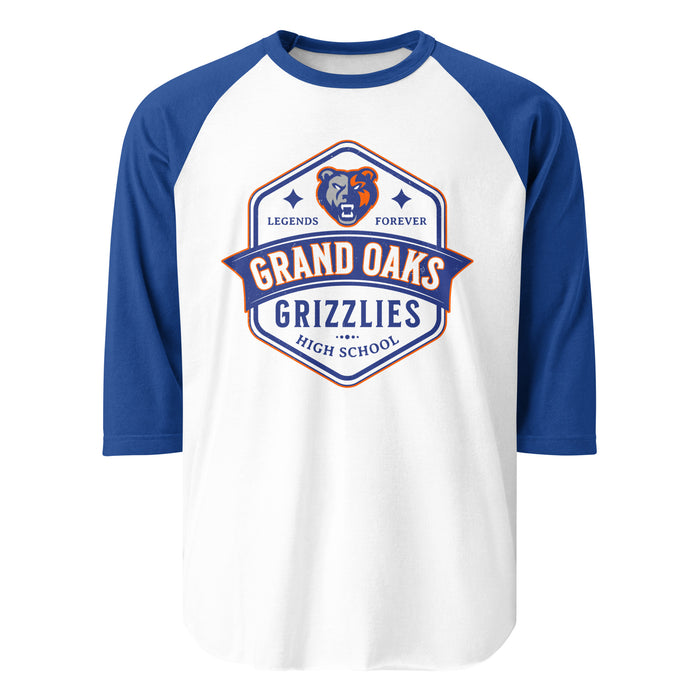 Grand Oaks High School Grizzlies Unisex 3/4 sleeve Raglan T-shirt 209