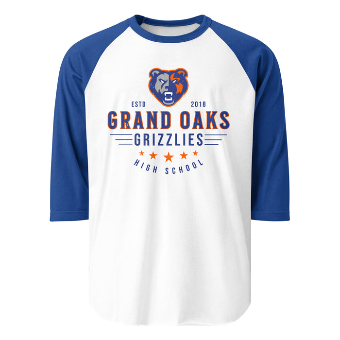 Grand Oaks High School Grizzlies Unisex 3/4 sleeve Raglan T-shirt 217